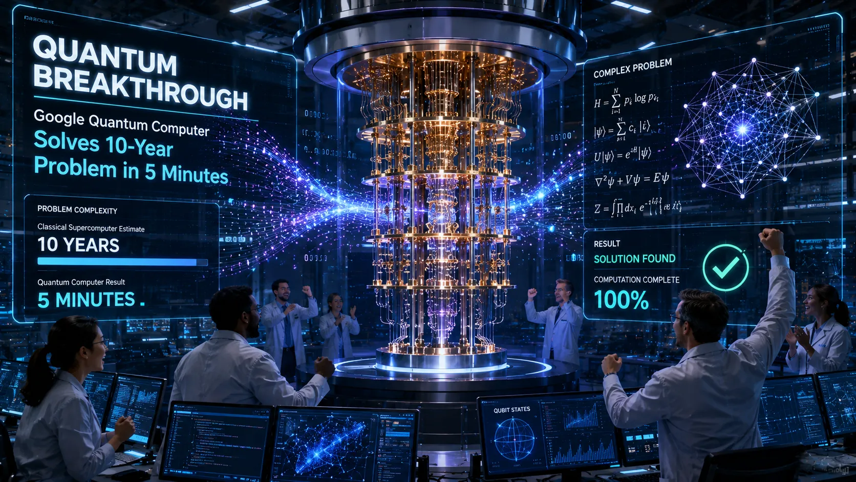 Google Quantum Computer Solves 10‑Year Problem in 5 Minutes